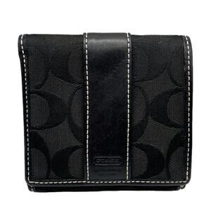 y2k COACH Black Signature Canvas Wallet